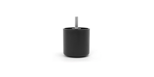 Leg Daddy 2-1/2" Black Round HDPE Plastic Sofa Leg with Non-Slip Rubber Base