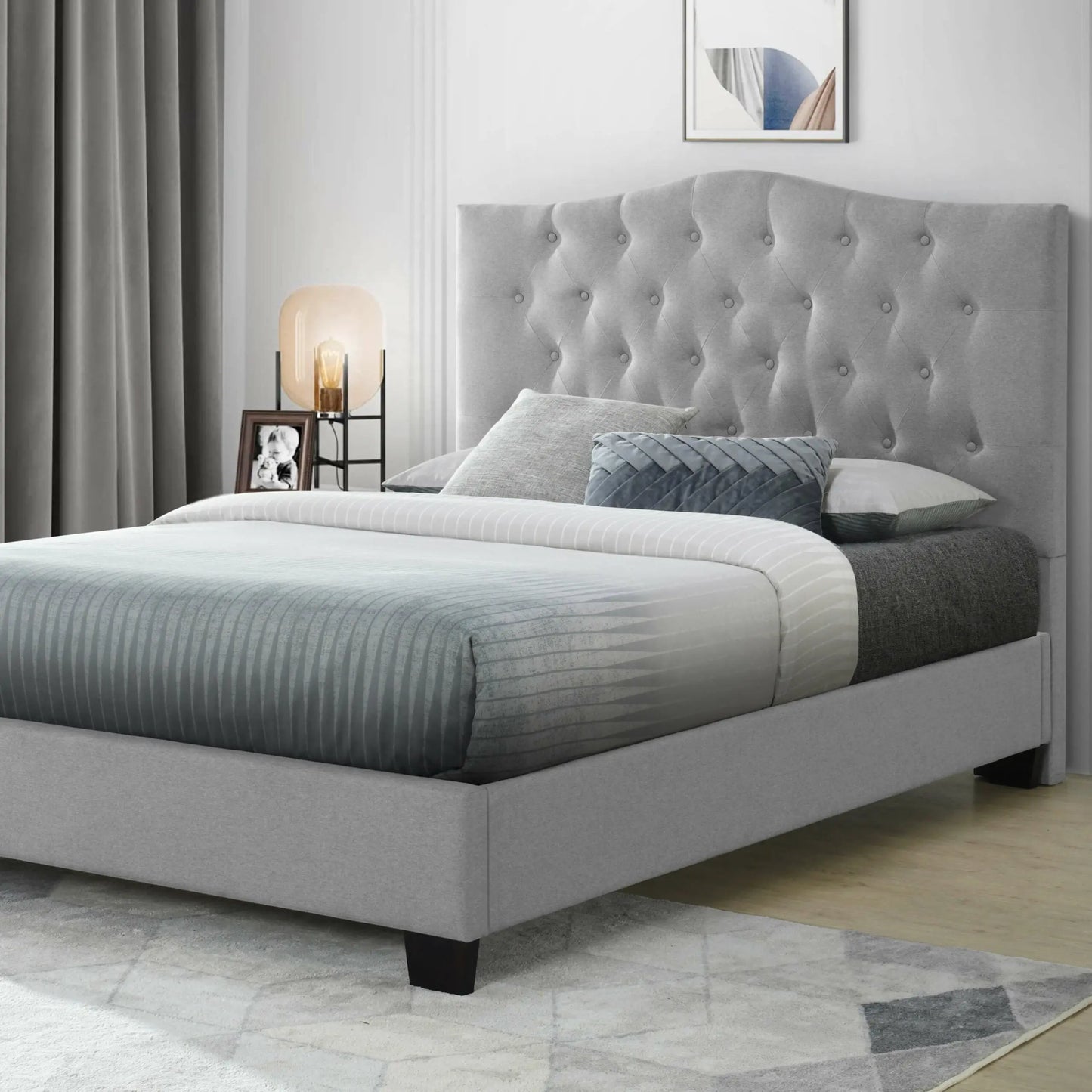 Full/Queen Bed Size Maya Grey Upholstered Bolt-On Headboard Fashion Bed