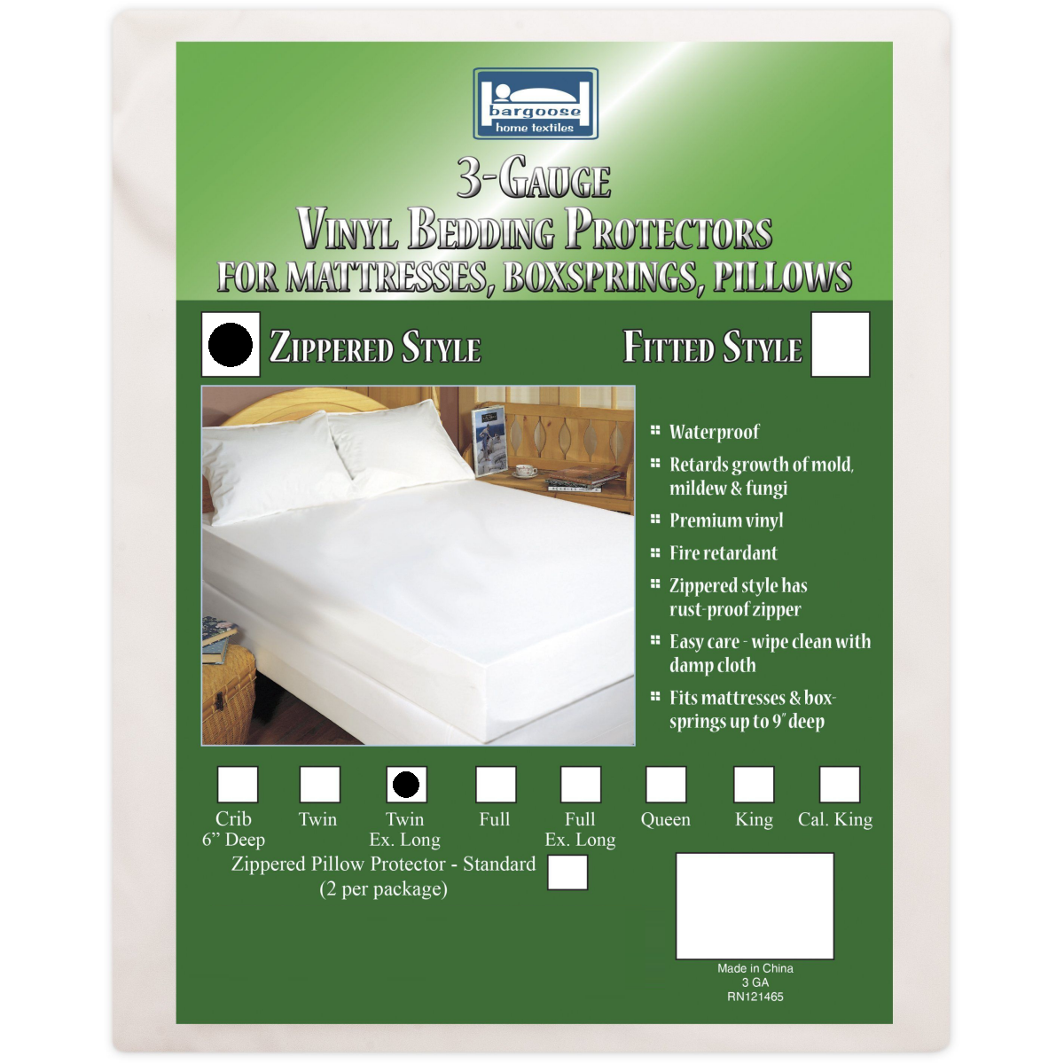3-Gauge Vinyl Bedding Protector for Twin XL Mattresses or Boxsprings 39"x80"x9"