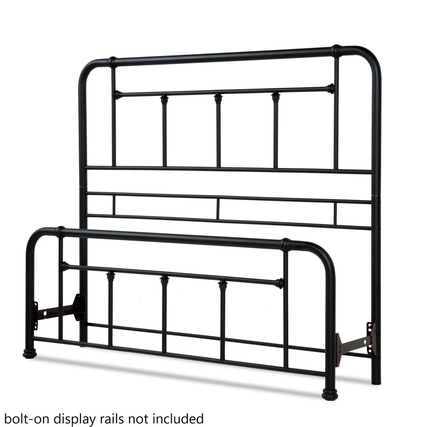Full/Full XL Size Baldwin Textured Black Metal Bolt-On Headboard and Footboard Fashion Bed