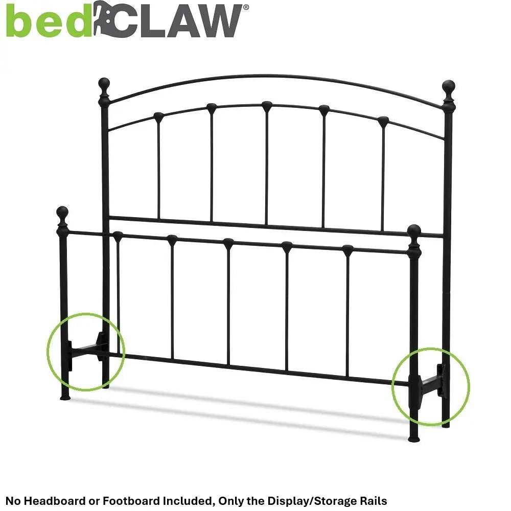 Short Steel Hook-On Bed Rails for Headboard/Footboard Storage or Retail Display bedCLAW