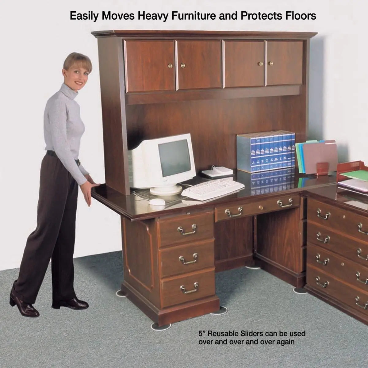 Mighty Mighty Movers Furniture Slider, Reusable, 5" Diameter, Beige, Pack of 4 Mighty Mighty Movers