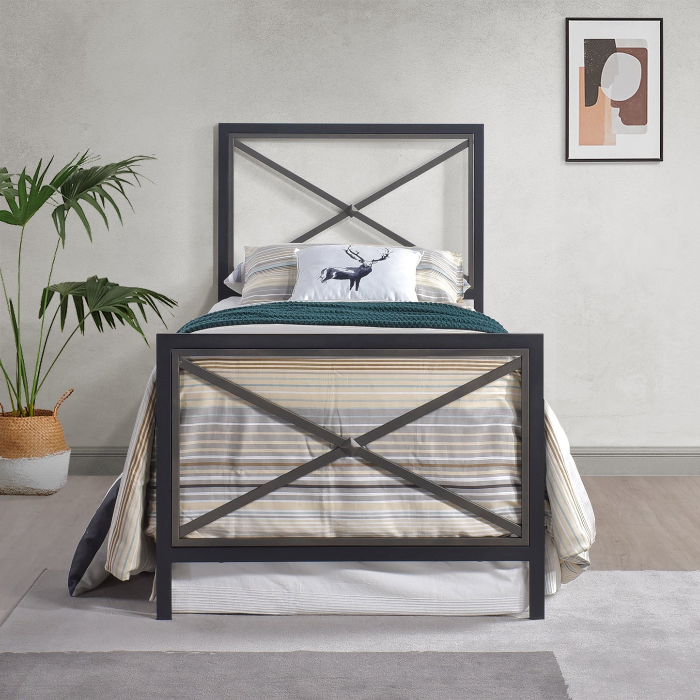 Twin or Twin XL Bed Size Mason Metal Bolt-On Headboard and Footboard