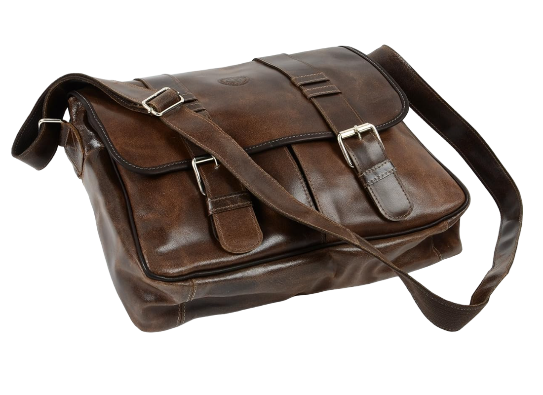 Corsa Miglia Havana Vintage Inspired Leather Messenger Computer Bag by Piel