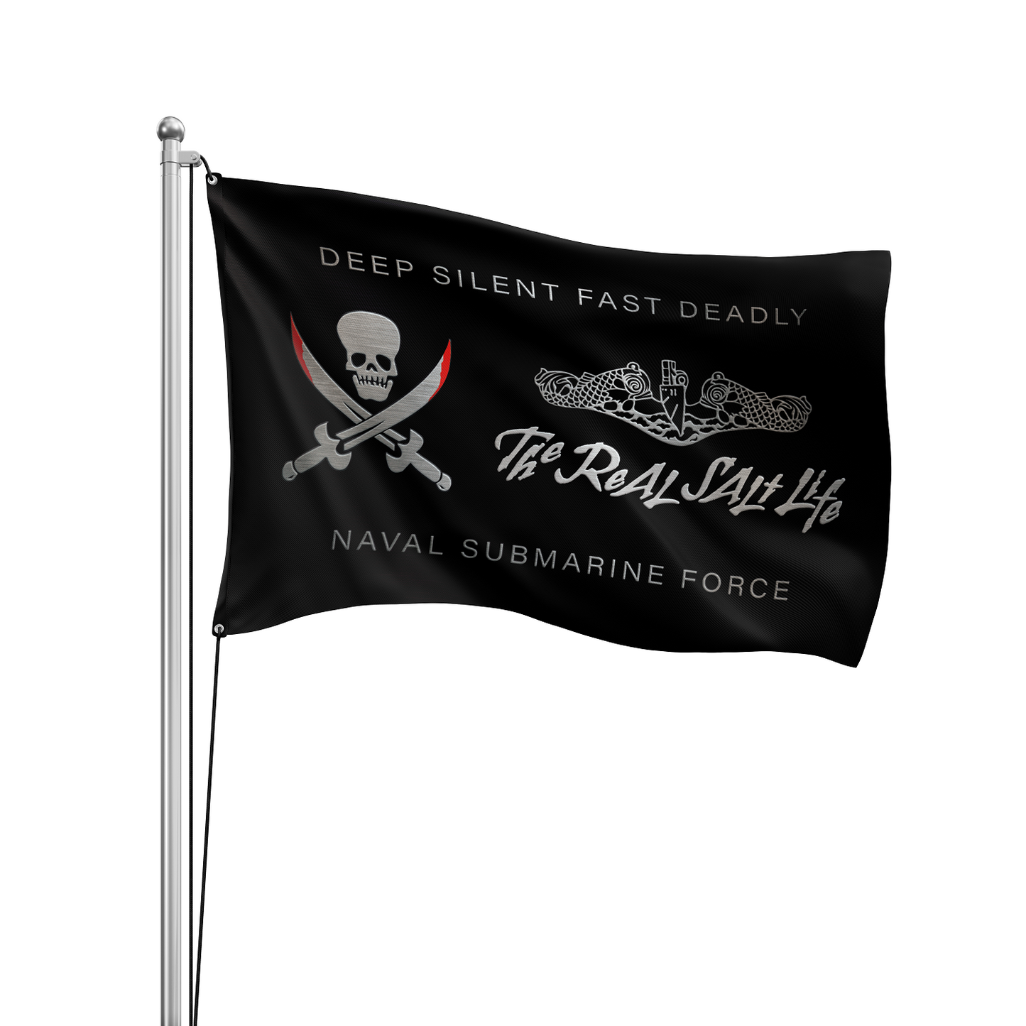 Flags Unfurled Real Salt 3’ x 5’ Double-Sided Navy Submarine Life Force Flag