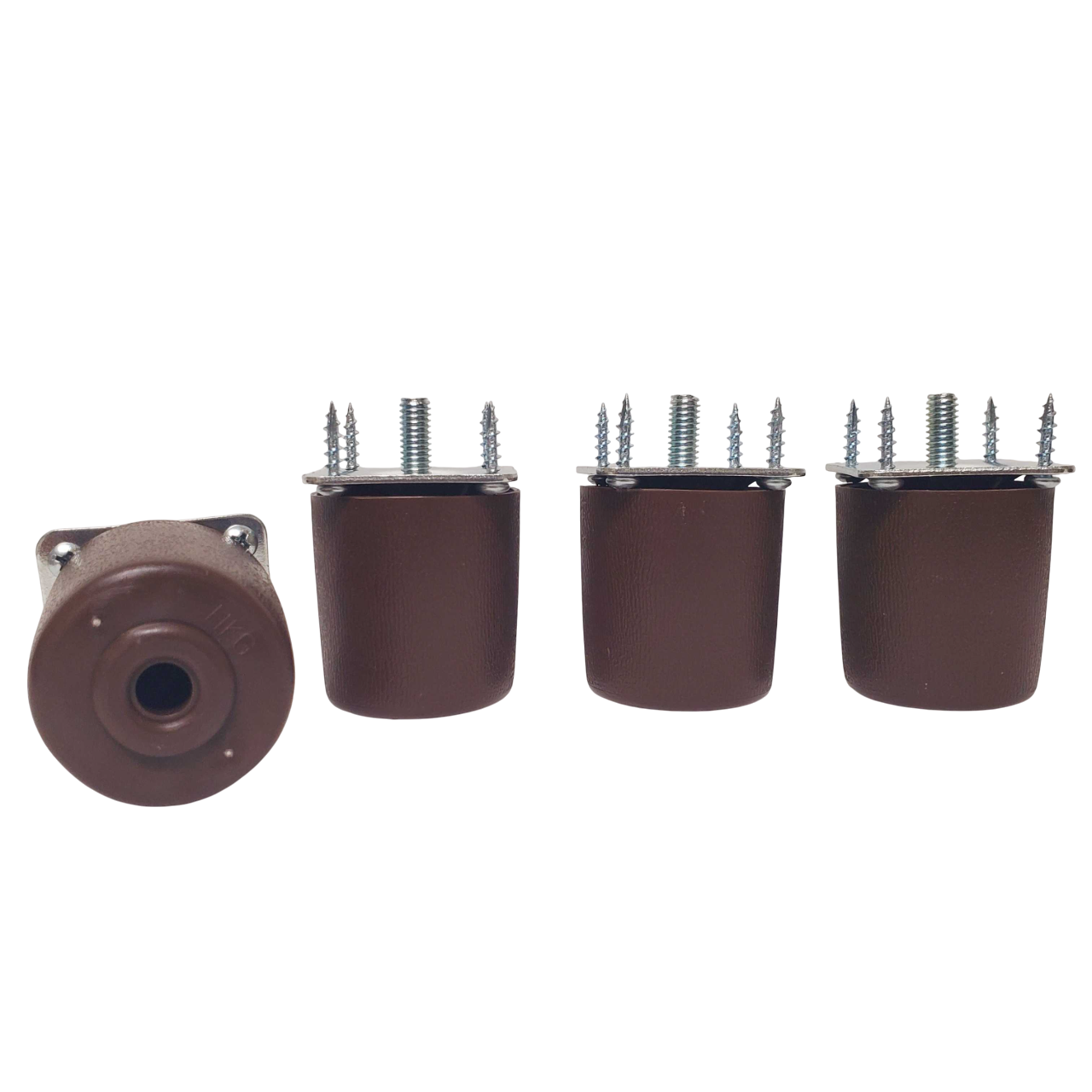 Leg Daddy 2-1/4" Brown Round HDPE Plastic Sofa Leg, Set of 4 with T-Plates