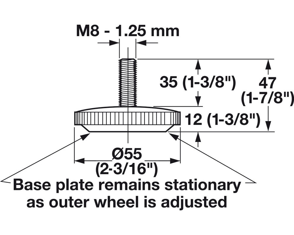 Hafele M8 x 35mm Base Leveler, Set of 4, For Furniture Legs, Sofas, Tables, Beds