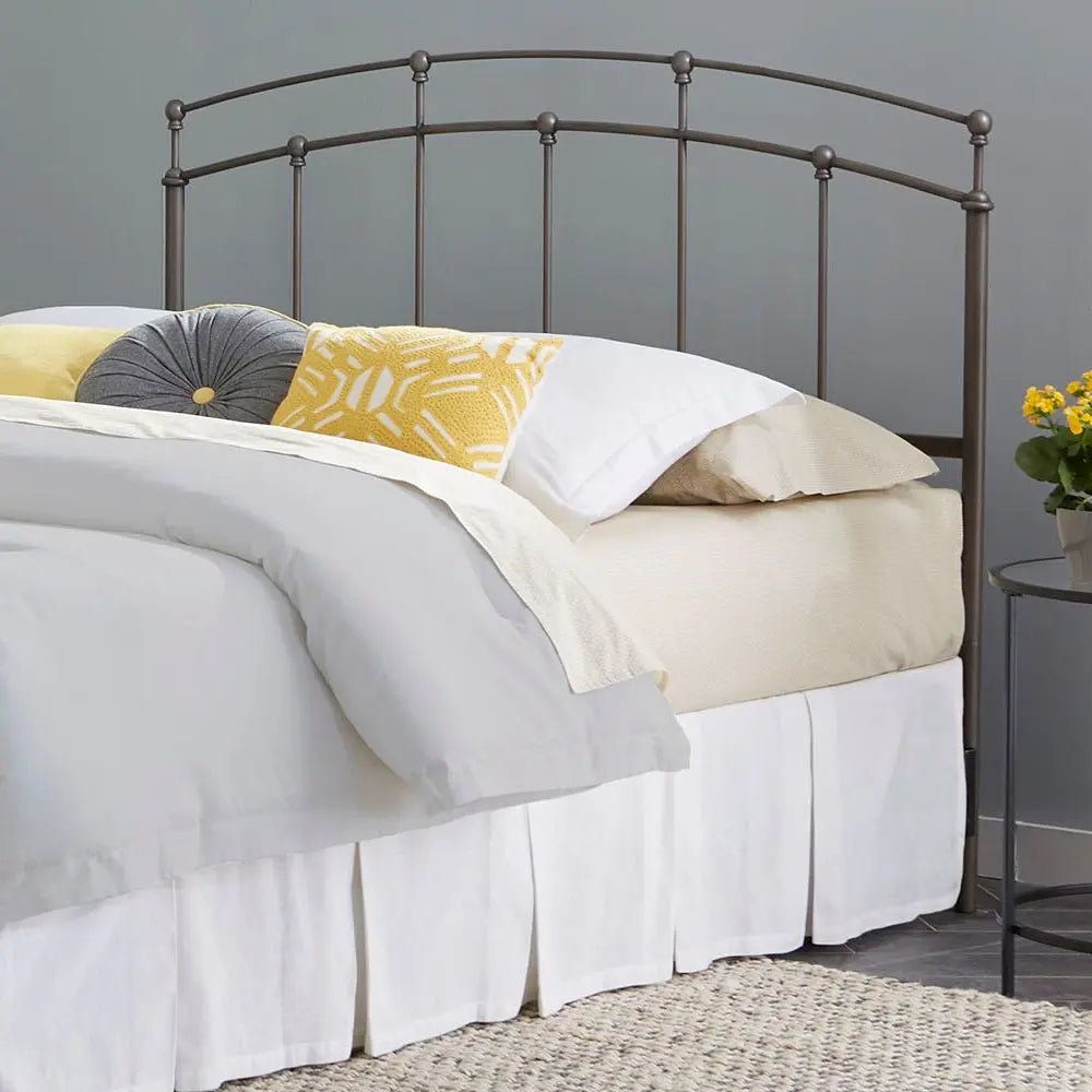 Full or Full XL Bed Size Fenton Black Walnut Metal Bolt-On Headboard Fashion Bed