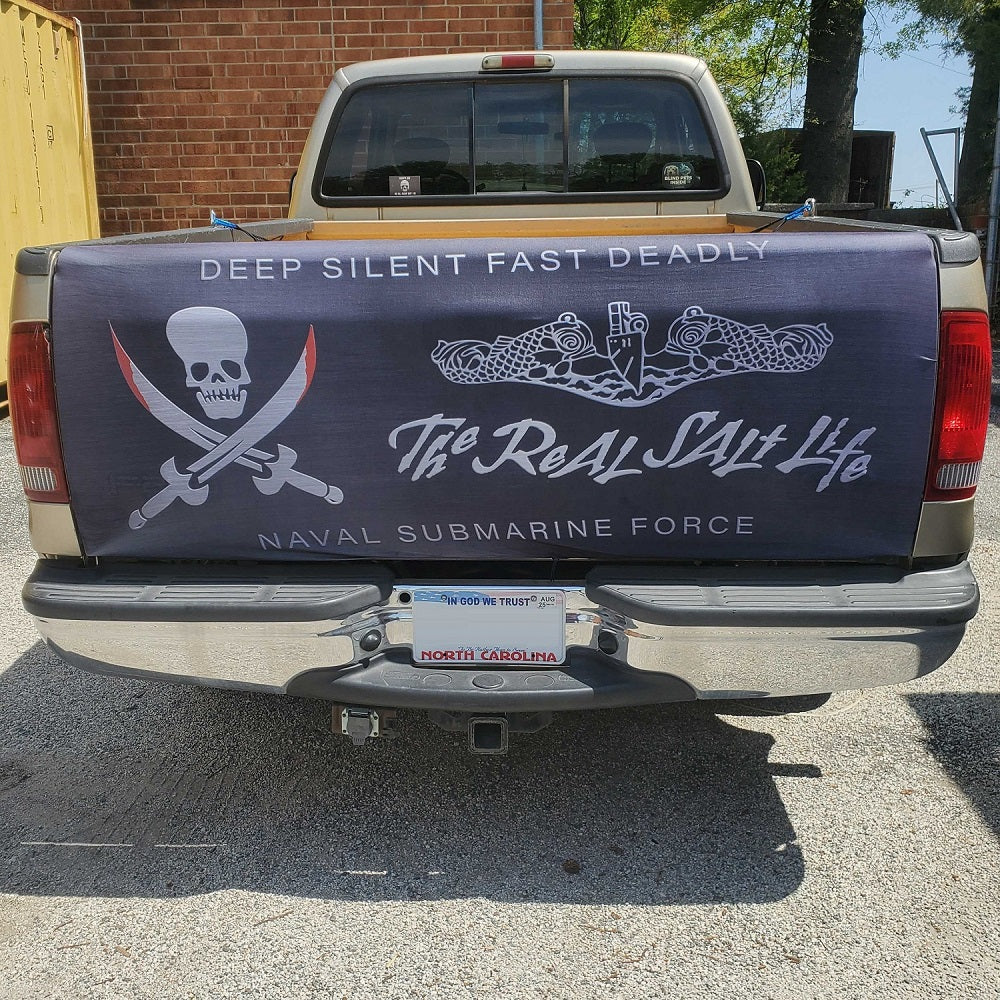 Stretch Fabric Real Salt Life Navy Submarine Force Tailgate Cover
