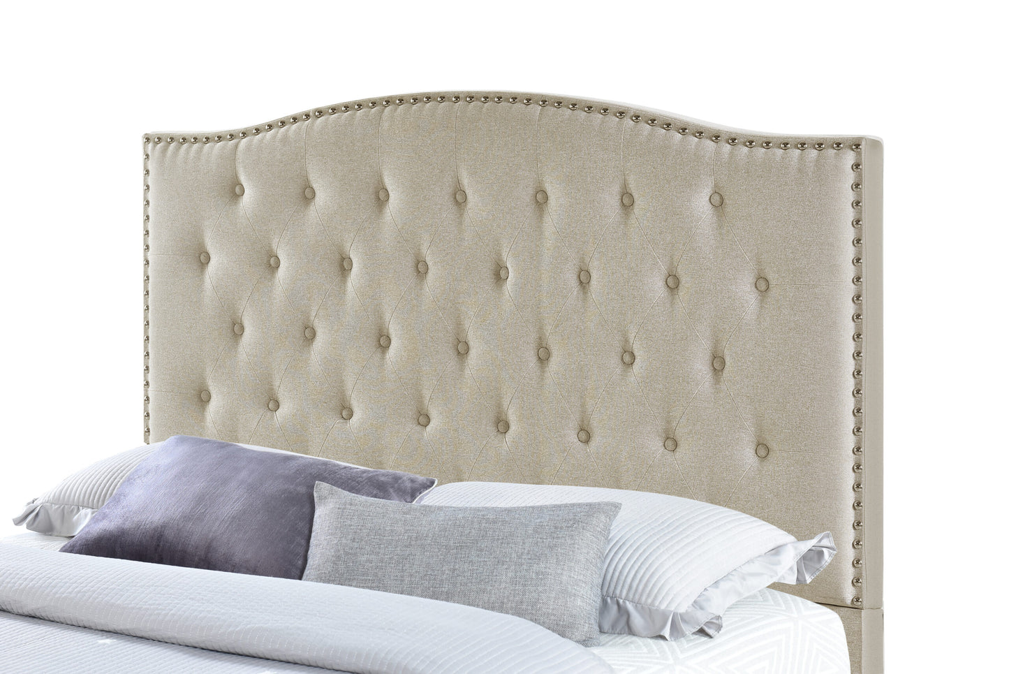 Full/Queen Bed Size Nora Beige Upholstered Bolt-On Headboard