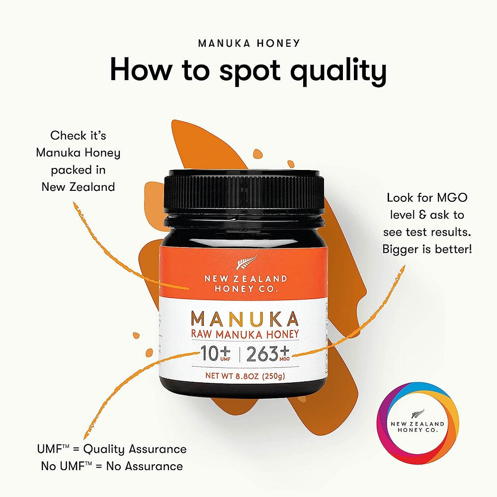New Zealand Honey Co. Raw Manuka Honey UMF 10+ | MGO 263+, 8.8oz / 250g