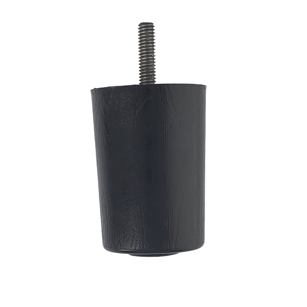 Leg Daddy 3" Black Round HDPE Plastic Sofa Leg, Set of 4 with T-Plates
