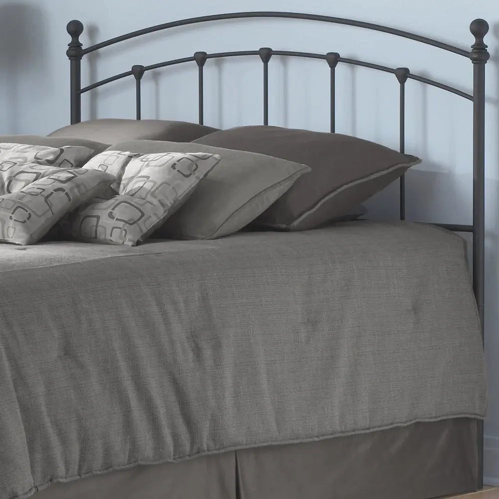 Queen Bed Size Sanford Matte Black Metal Bolt-On Headboard Fashion Bed