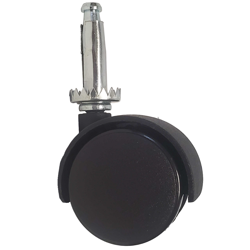 1-5/8" Twin Wheel Black Nylon Hooded Caster and Insert Plug, Set of 4