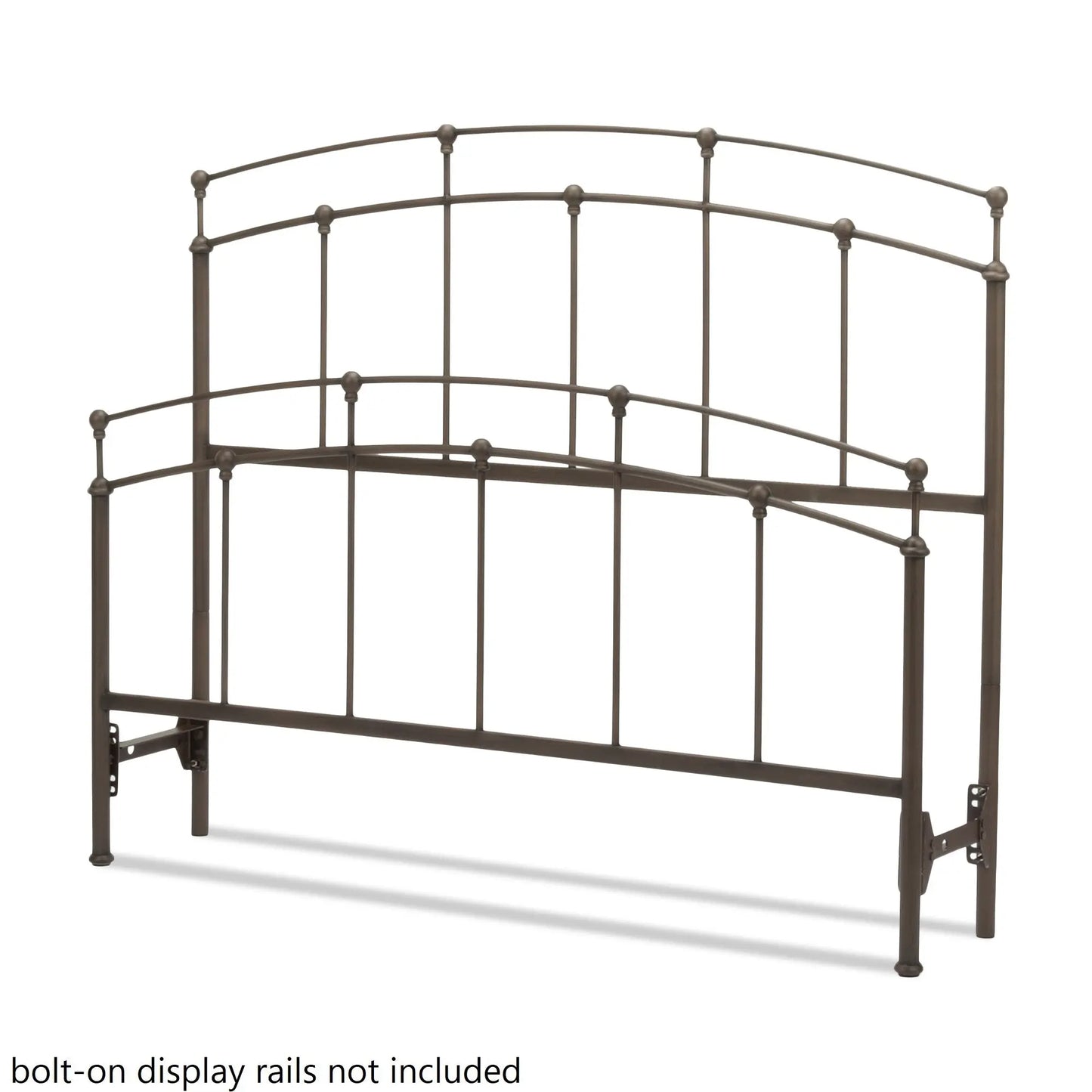 Queen Bed Size Fenton Black Walnut Metal Bolt-On Headboard and Footboard Fashion Bed