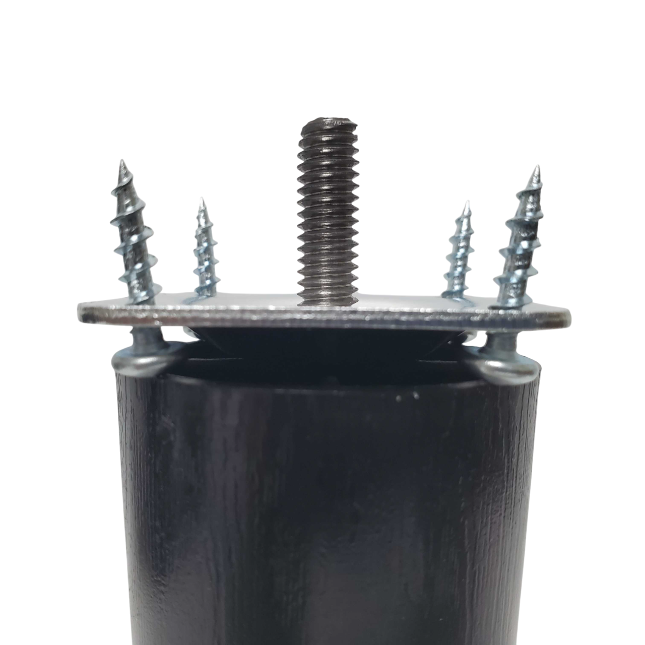 Leg Daddy 3" Black Round HDPE Plastic Sofa Leg, Set of 4 with T-Plates