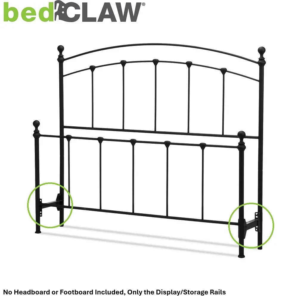 Short Steel Bolt-On Bed Rails for Headboard/Footboard Storage or Retail Display bedCLAW