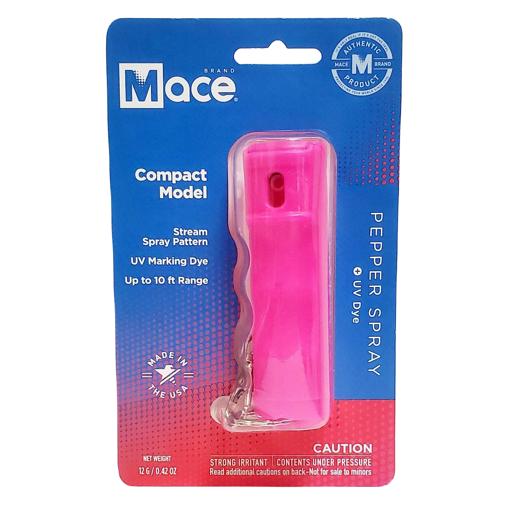 Mace Brand Compact Neon Pink Key Guard Hard Case Pepper Spray Chain