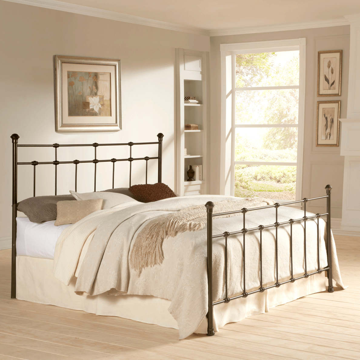 Twin or Twin XL Size Dexter Hammered Brown Metal Bolt-On Headboard and Footboard