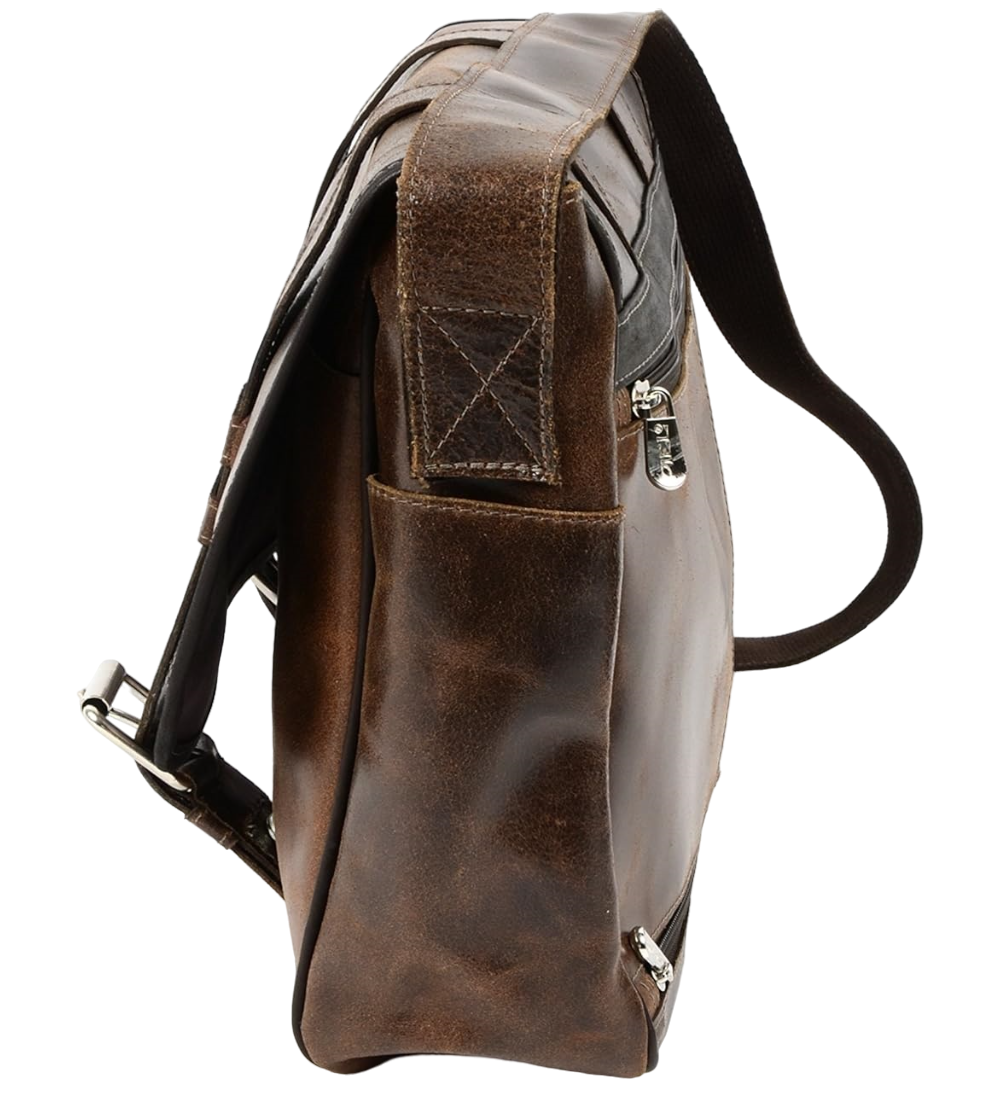 Corsa Miglia Havana Vintage Inspired Leather Messenger Computer Bag by Piel