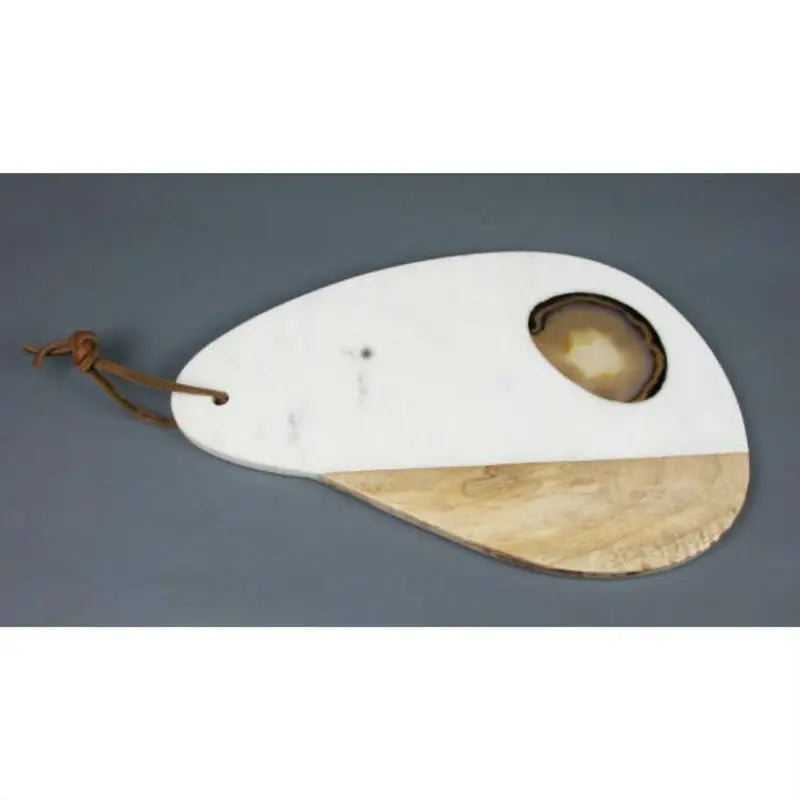 Marble and Wood Cheese Board With Agate Inlay Blue Ocean Traders
