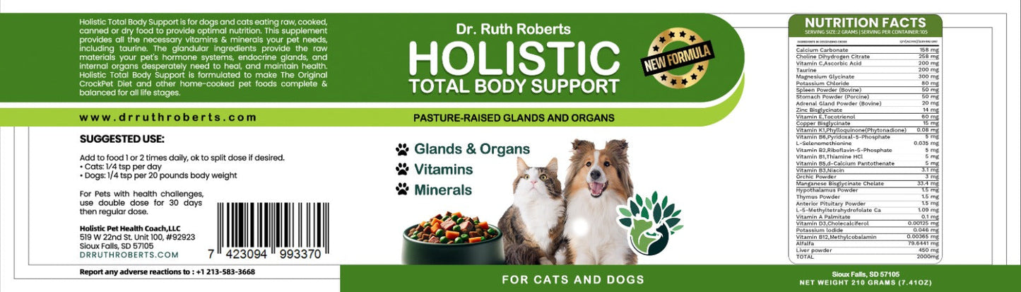 Holistic Total Body Support — Daily Multivitamin & Pasture-Raised Glandular Blend for Dogs & Cats