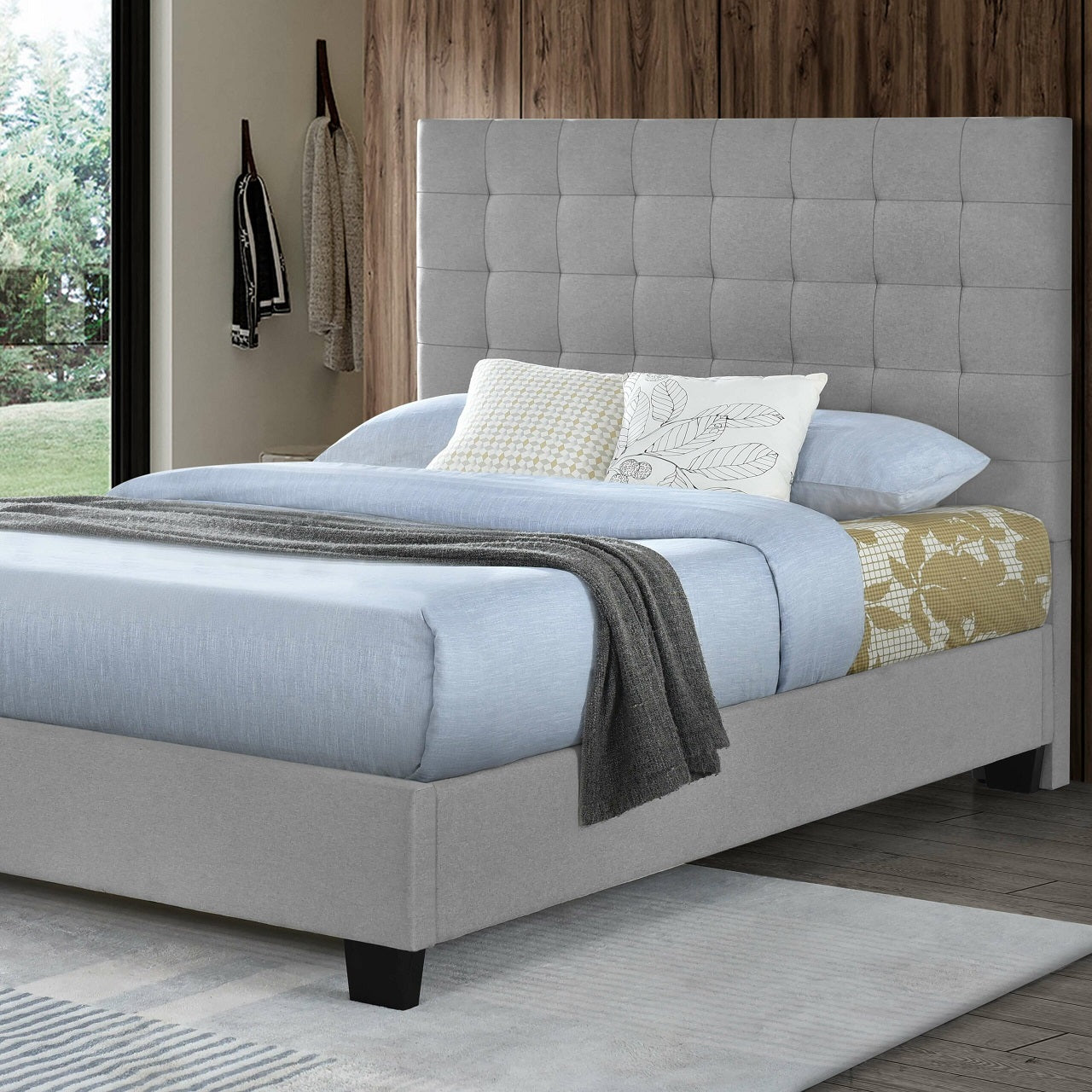 Full/Queen Bed Size Elise Grey Upholstered Bolt-On Headboard