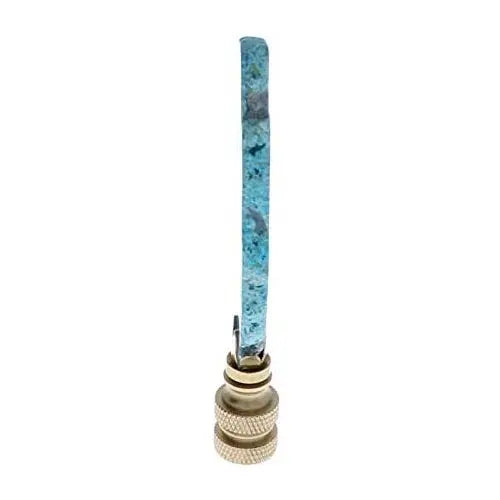 Art Finial Blue Agate Slice with Brass Base, Set of 2, Update Your Lamps! Art Finial