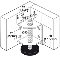 Thumbnail for Hafele 637.37.904 Base Levelers, Zinc-Plated Steel, M8 x 70mm SET= 2L and 2R