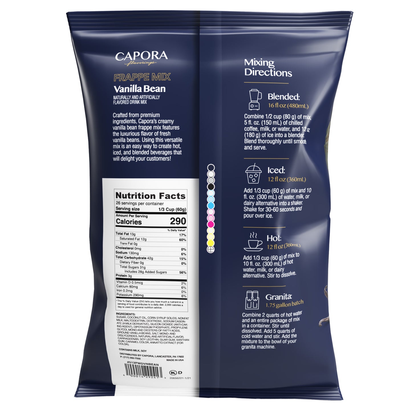 Capora 3.5 lb. Vanilla Bean Frappe Mix, Coffee Shop Quality, Barista Approved