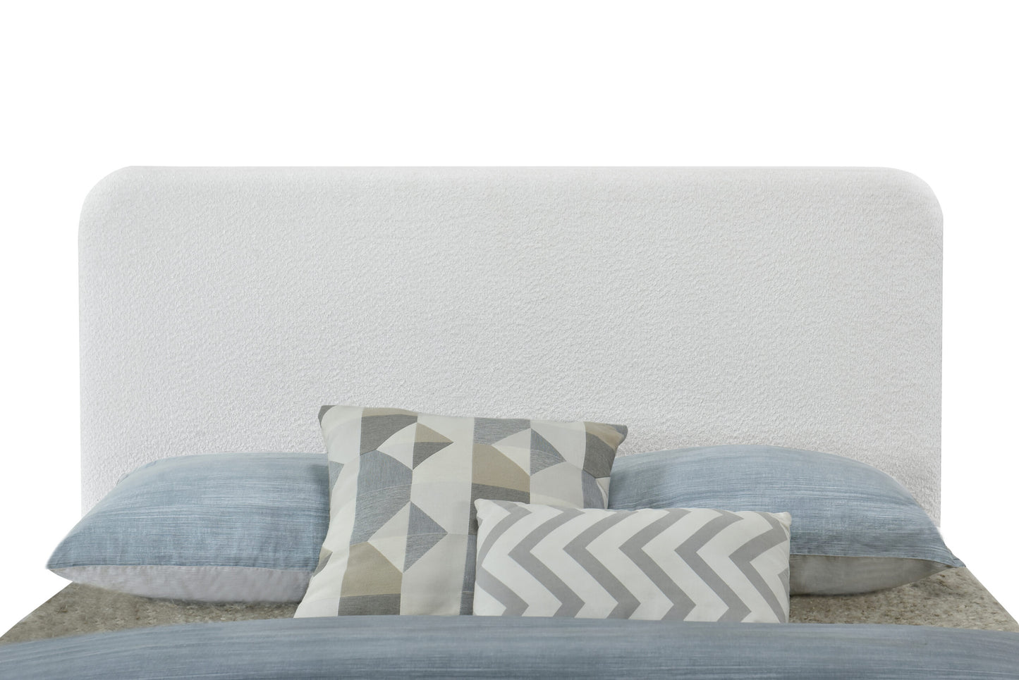 Full/Queen Bed Size Luna White Boucle Upholstered Bolt-On Headboard