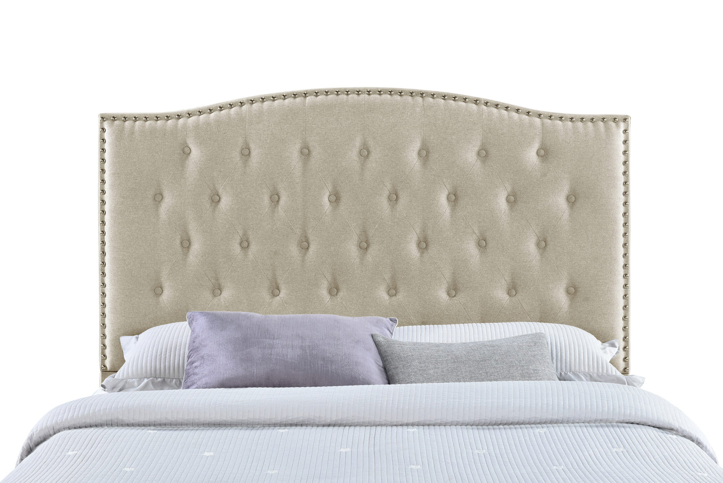 Full/Queen Bed Size Nora Beige Upholstered Bolt-On Headboard