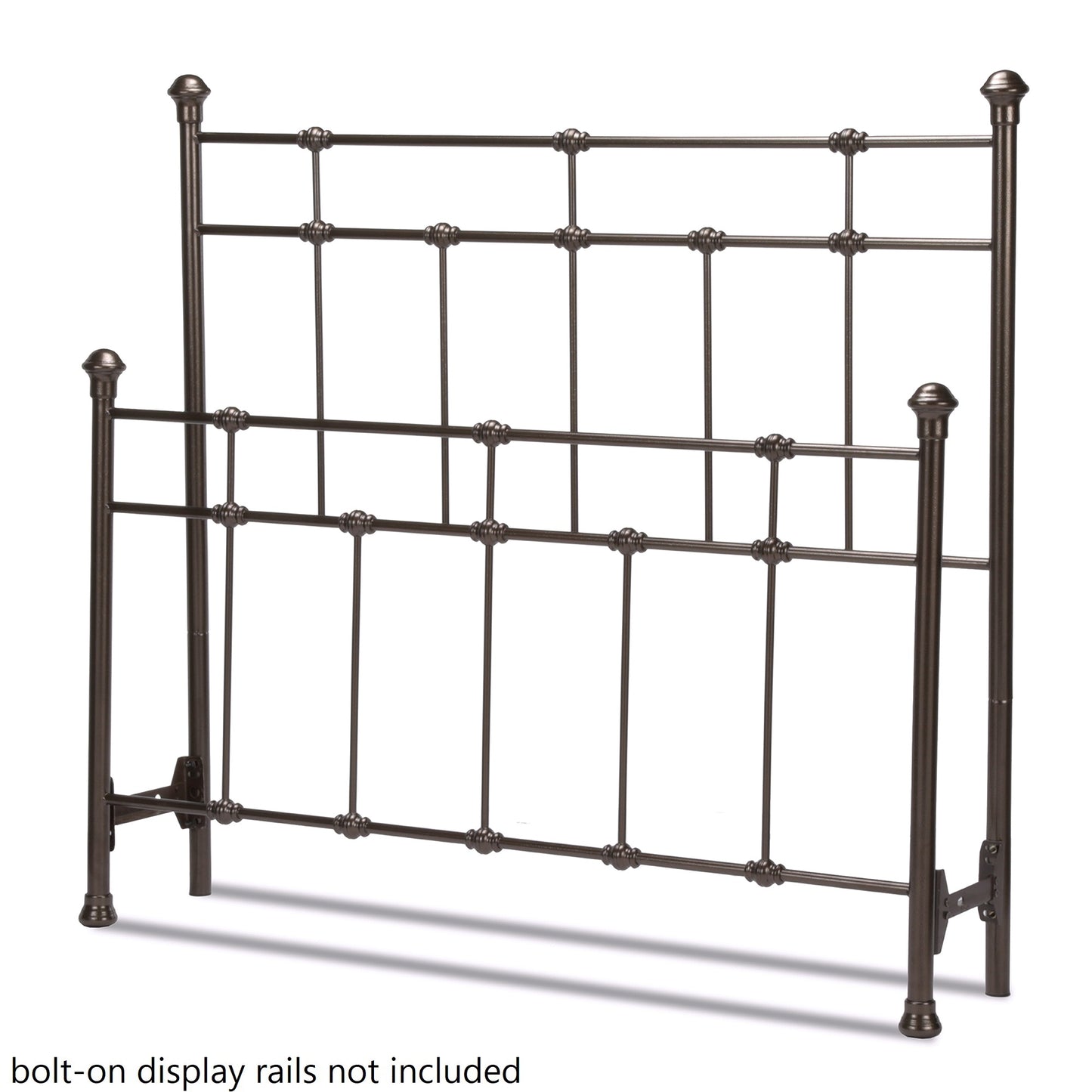 Twin or Twin XL Size Dexter Hammered Brown Metal Bolt-On Headboard and Footboard