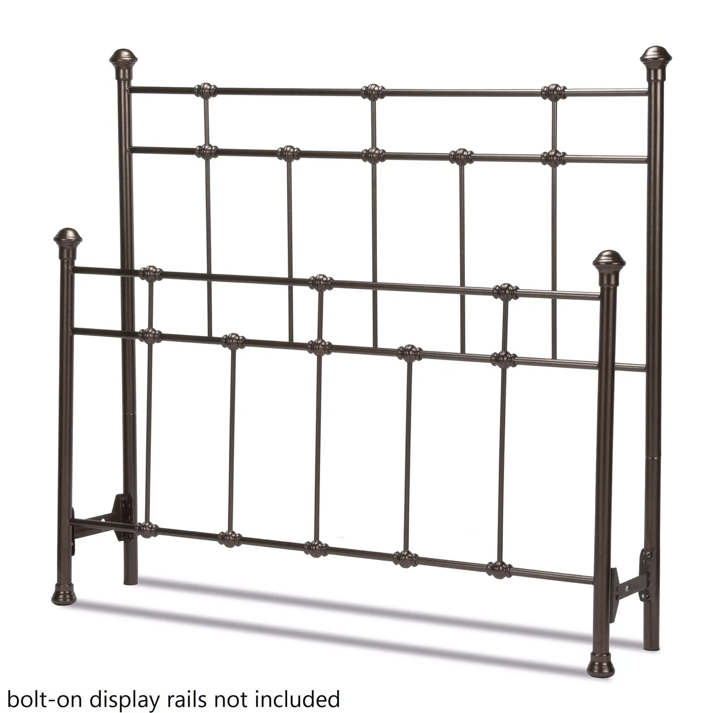 Queen Bed Size Dexter Hammered Brown Metal Bolt-On Headboard and Footboard Fashion Bed