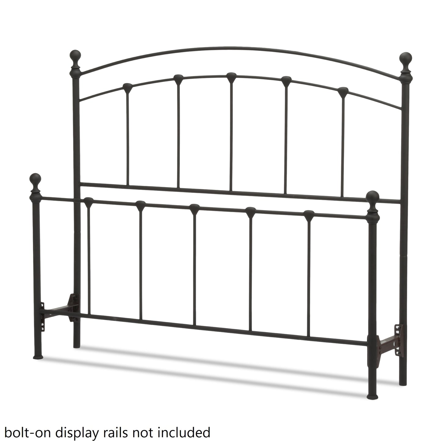 Full or Full XL Bed Sanford Matte Black Metal Bolt-On Headboard and Footboard