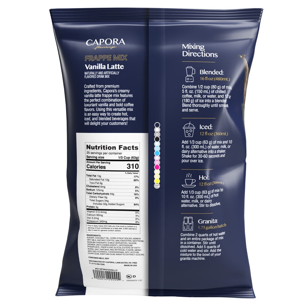Capora 3.5 lb. Vanilla Latte Frappe Mix, Coffee Shop Quality, Barista Approved