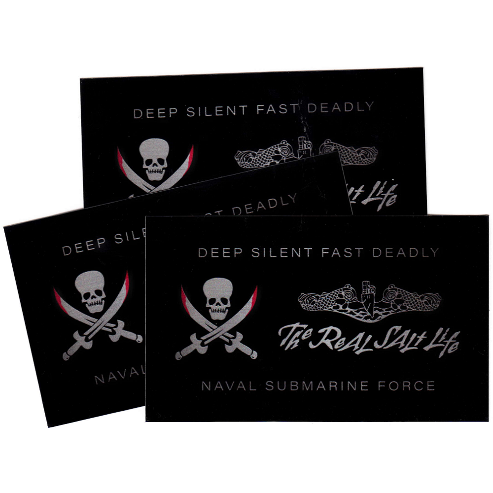 Flags Unfurled Real Salt Life 3" x 5" Navy Submarine Force Sticker 3-Pack
