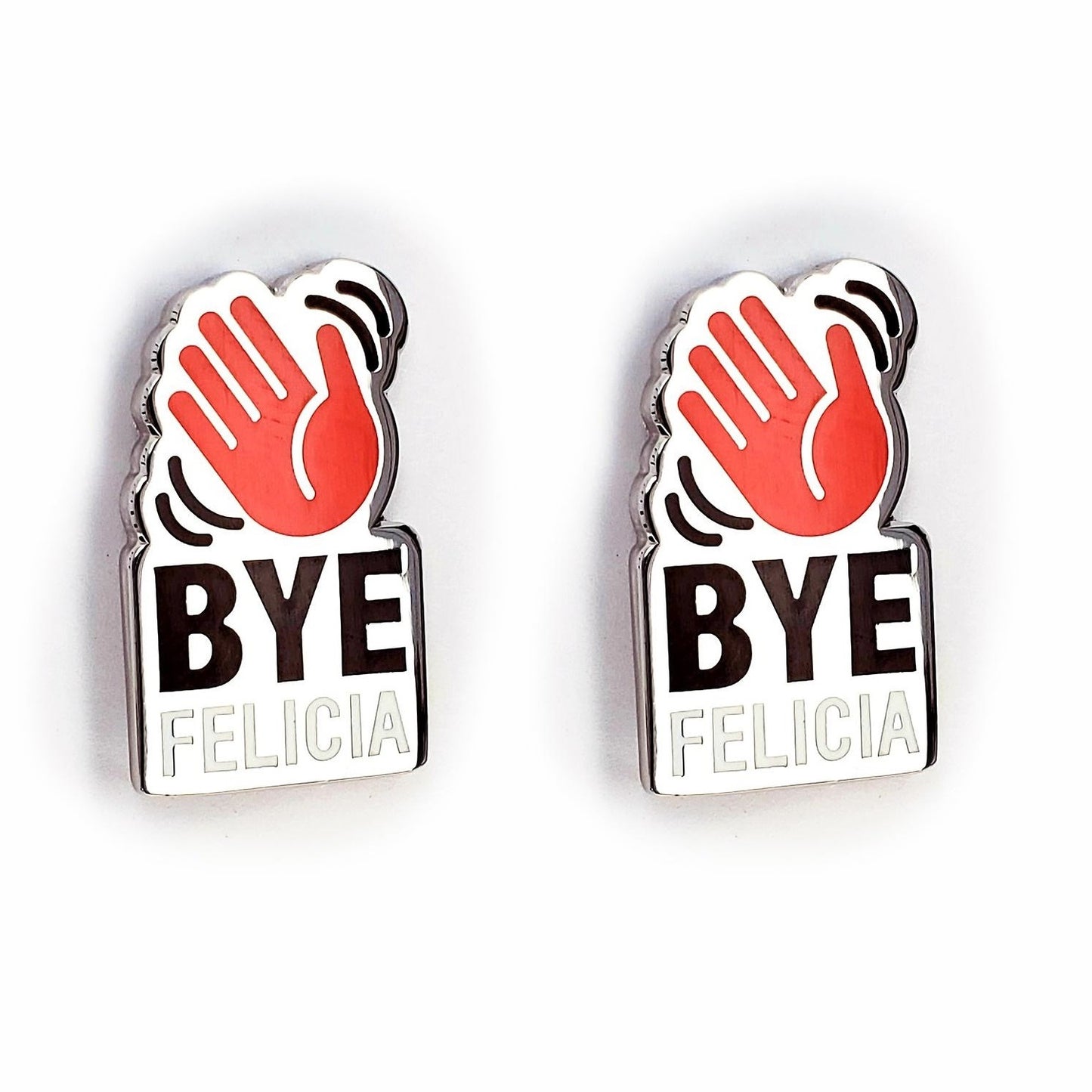 BYE FELICIA Metal and Enamel Lapel Pin, Set of 2