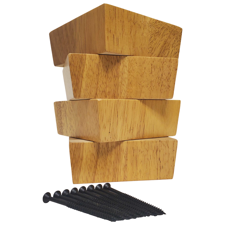 Leg Daddy 1-7/8" Maple Finish Square Block Sofa Leg, Set of 4