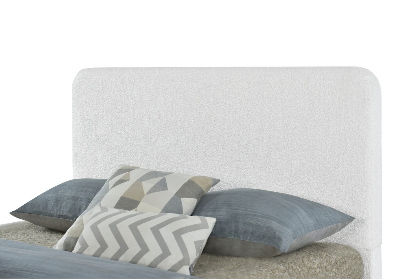 Full/Queen Bed Size Luna White Boucle Upholstered Bolt-On Headboard