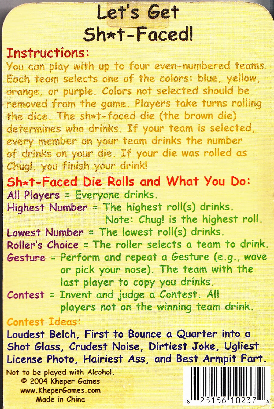 Kheper Games Let's Get Sh*t-Faced! Dice