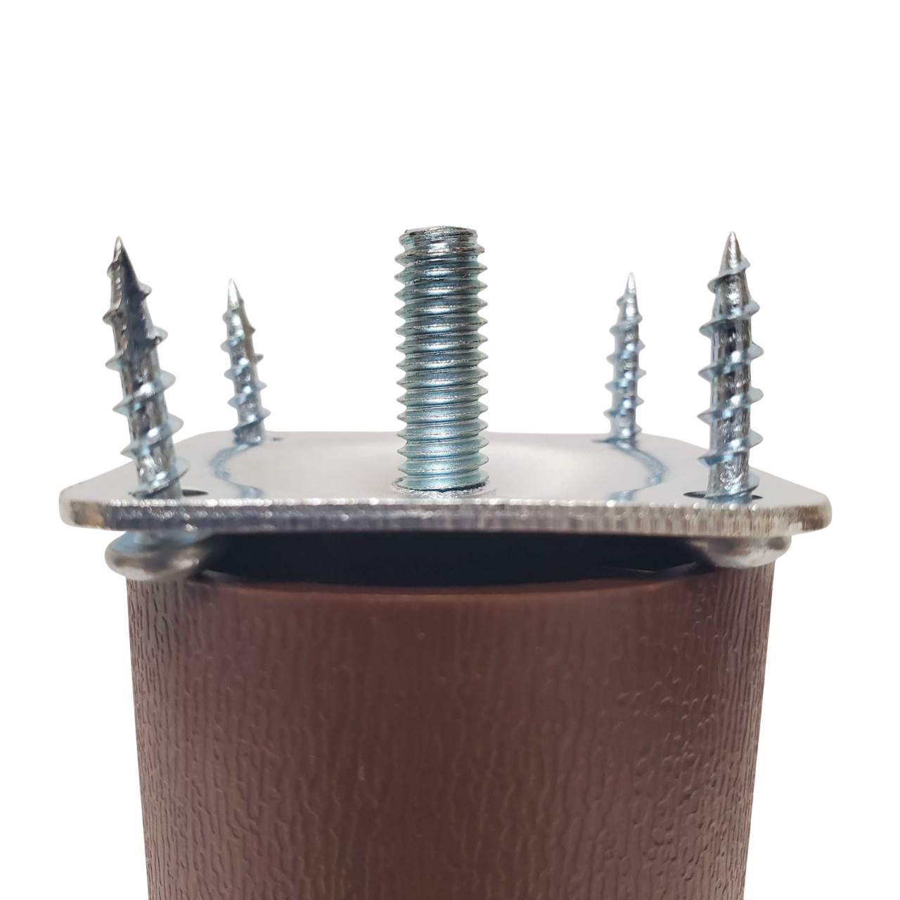 Leg Daddy 2-1/4" Brown Round HDPE Plastic Sofa Leg, Set of 4 with T-Plates