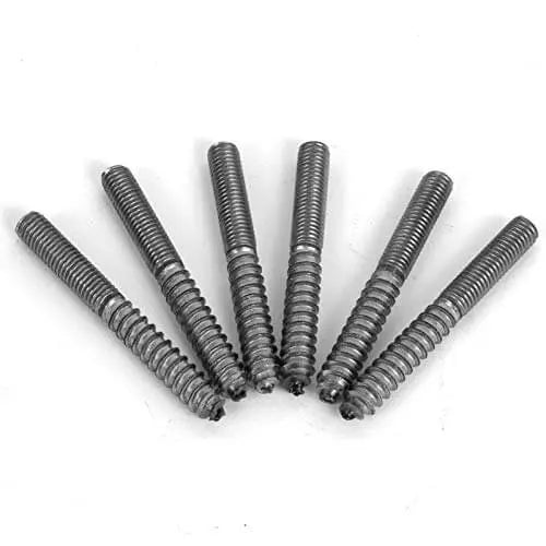 Leg Daddy M8 x 1.25 Metric Hanger Bolts for Wooden Sofa Legs, Set of 6
