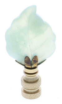 Thumbnail for Art Finial - Green Aventurine Leaf with Brass Base, Set of 2, Mini Works of Art, Update Your Lamps!