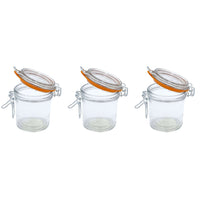 Thumbnail for 9 oz. Mini Hermes Jars with Air-Tight Clamp Top Lid, Set of 3