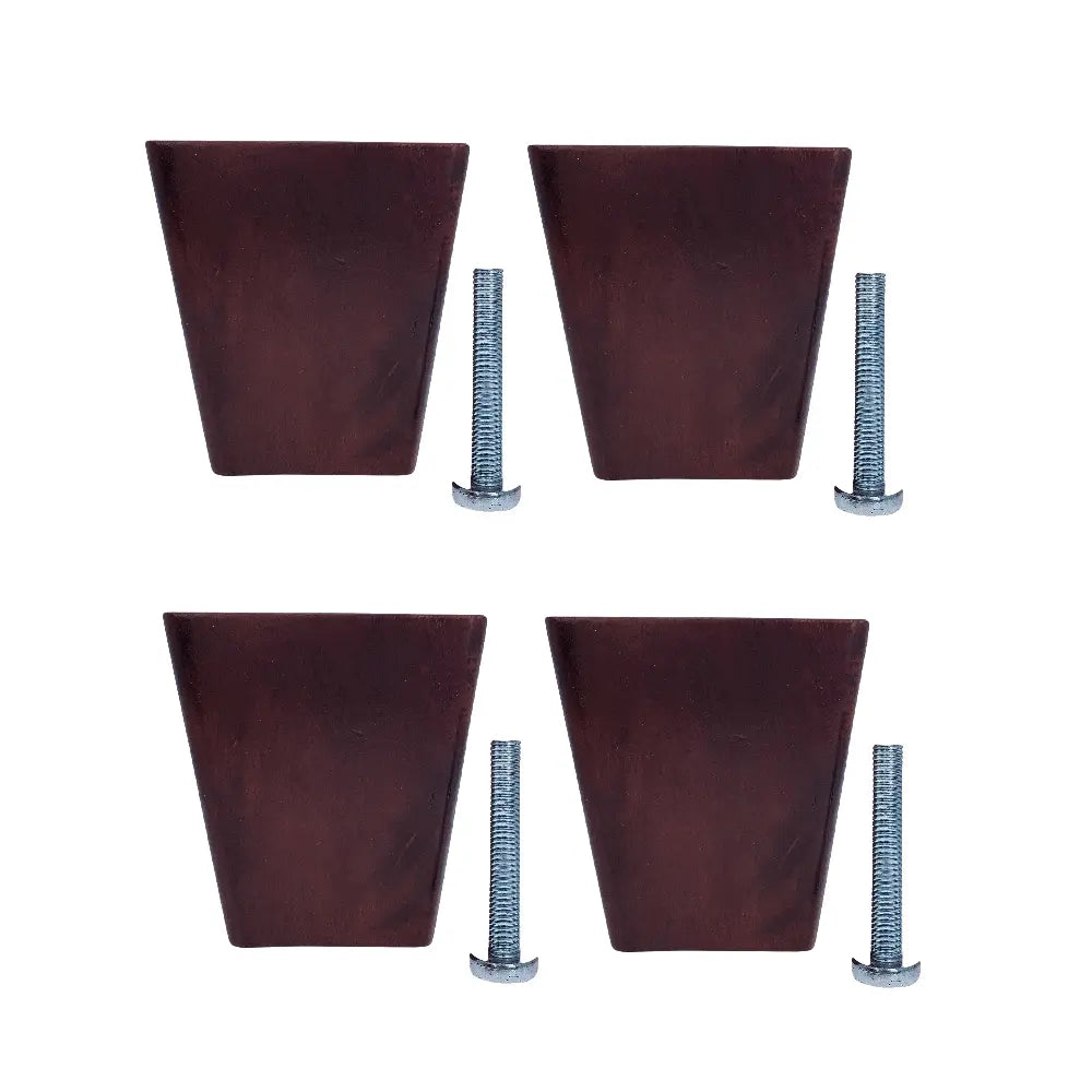 Leg Daddy 4" Dark Finish Square Tapered Wooden Sofa Leg with Your Choice Bolt, 5/16", M8, or M10 Bolt Size