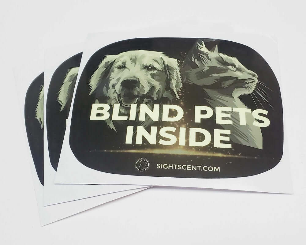 SightScent Glow in the Dark Blind Pets Inside Alert Bumper Stickers, Set of 3
