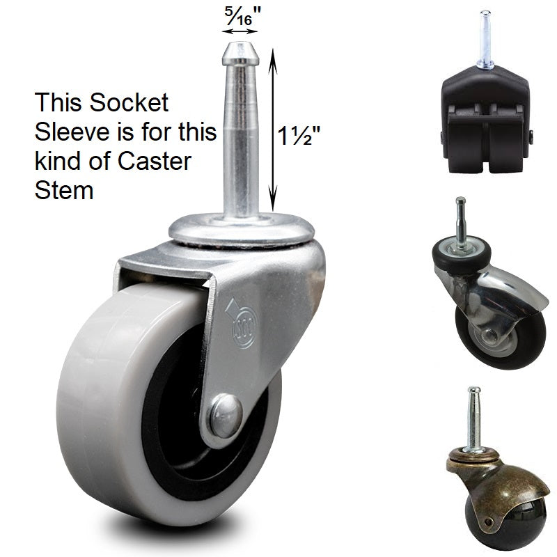 5/16" Tan/Brown Socket Sleeve Stem Inserts 7/16" Outside Diameter - Set of 5