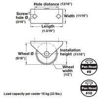 Thumbnail for Hafele 661.23.322 Zinc-Plated Steel Coal Box Caster, 15kg Per, 15mm, Set of 4