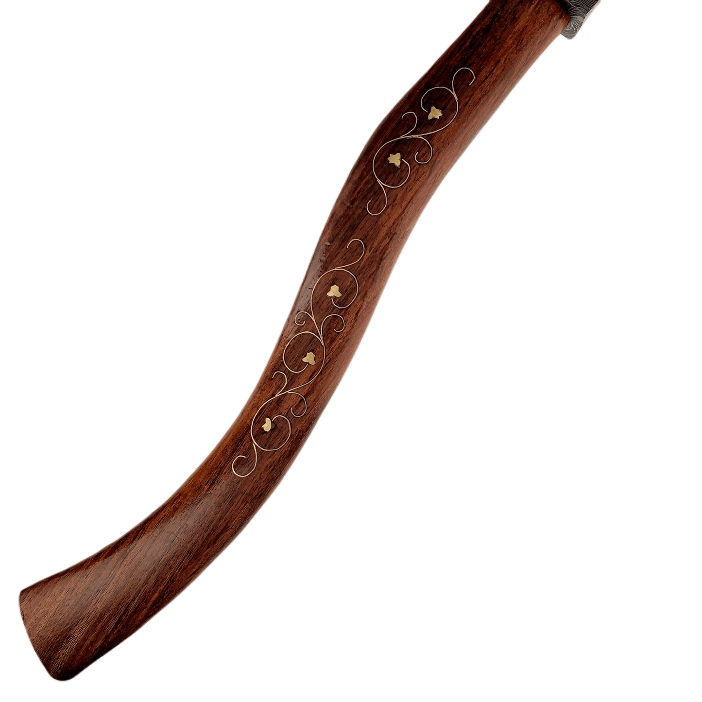 Ragnild FWM Viking Style Handmade Damascus Axe with Wood and Inlaid Brass Handle